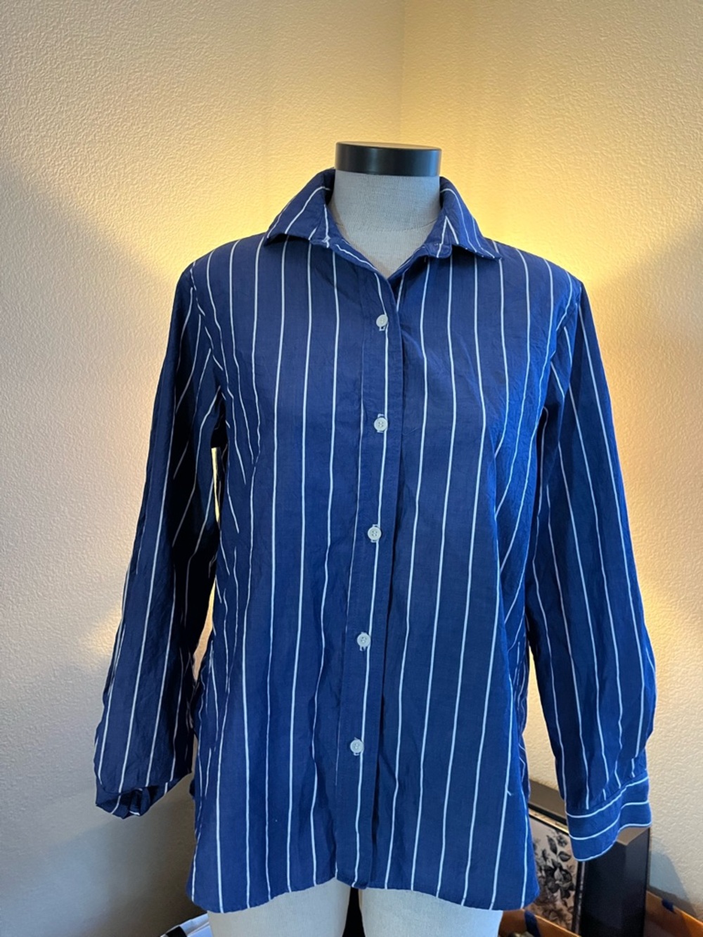 Fabiana Pigna Blue & White Striped Top size Small ( Luxurious Brand ) - Picture 3 of 8
